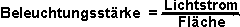 Beleuchtungsst�rke = Lichtstrom / Fl�che